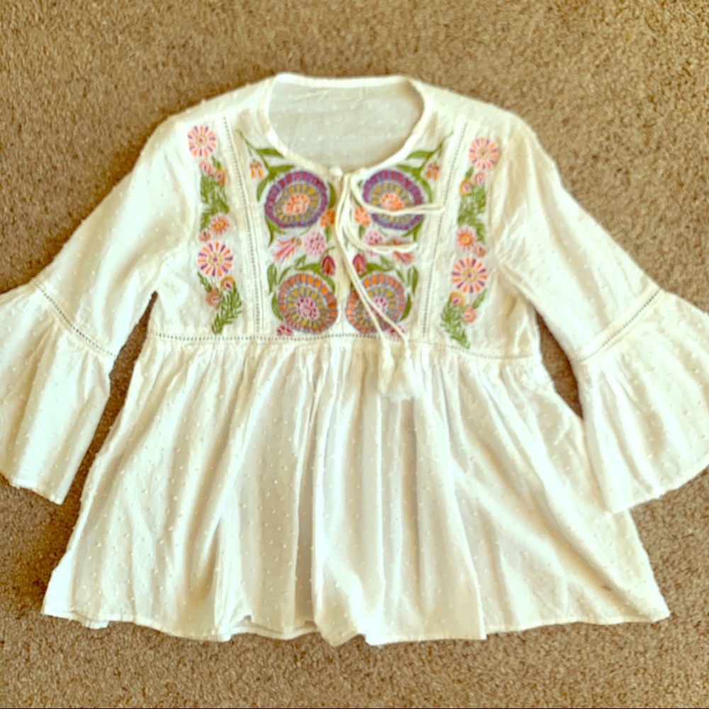 Girl Embroidered blouse - White
